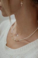 Mini collier de perles de pierre naturelle à facettes 2-3mm cristal de guérison or 18k chaîne en acier inoxydable bijoux de tour de cou délicats pour elle
