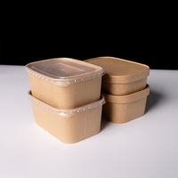 Ensemble de contenants alimentaires jetables de 3 tailles, boîte à repas rectangulaire en kraft avec couvercles, logo personnalisé OEM, vente en gros, boîte alimentaire écologique