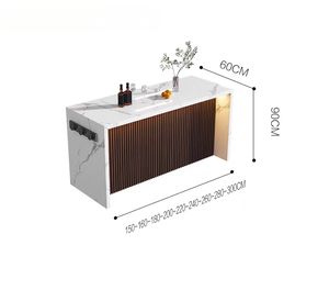 Isola da <span class=keywords><strong>Cucina</strong></span> con Bancone Bar, Top in Pietra Sinterizzata Moderna, Base in Legno Massello, Bancone Colazione Indipendente per <span class=keywords><strong>Cucina</strong></span> e <span class=keywords><strong>Sala</strong></span> da Pranzo - Product Image 6