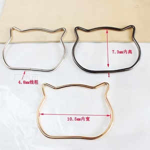 Accesorios de Asa Metálica para Bolso con Diseño de Cabeza de Gato, Forma Trapezoidal y Anillo de Arrastre Redondo - Product Image 5