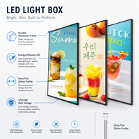 Cadre d'affichage LED ultra-fin pour affiches, panneau publicitaire mural, panneau d'affichage pour menu de restaurant, signalétique haute luminosité