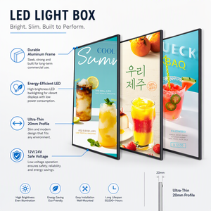 Marco de Luz LED Super Delgado para Póster, Letrero Publicitario Colgante de Pared para Menú de Restaurante, Señalización de Alto Brillo - Product Image 2