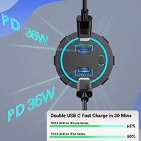Prise de chargeur de voiture 12V / 24V 36w double adaptateur de chargeur de voiture Pd USB C