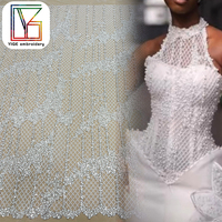 Tissu en dentelle à sequins et perles français, broderie africaine, tissu en dentelle de mariage avec perles pour robe de mariée
