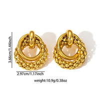 Boucles d'oreilles surdimensionnées plaquées or 18 carats EH159, boucles d'oreilles en acier inoxydable, bijoux d'oreille tendance pour femmes, mode de luxe