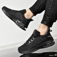 Nouvelles baskets de sport noires à coussin d'air avec logo personnalisé pour hommes chaussures de marche légères et respirantes en maille
