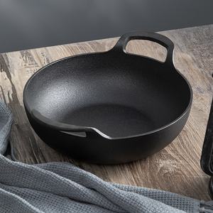 2024 nouveau 20/<span class=keywords><strong>25</strong></span>/27cm antiadhésif <span class=keywords><strong>en</strong></span> <span class=keywords><strong>fonte</strong></span> Pot ménage ustensiles de cuisine petite marmite <span class=keywords><strong>en</strong></span> <span class=keywords><strong>fonte</strong></span> Wok avec Double oreille et couvercle <span class=keywords><strong>en</strong></span> bois - Product Image 3