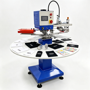 Máquina automática de serigrafía rápida para etiquetas de cuello, máquina de impresión de etiquetas para camisetas, máquina de estampado automática de 1 color neumática tipo carrousel. - Product Image 1