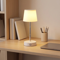 Lámpara de Mesa LED Recargable con Control Táctil, Altura Ajustable, Pantalla Plegable, Luz Cálida, Lámpara de Noche para Dormitorio y Hogar