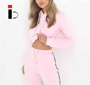 Của Phụ Nữ Tracksuits Màu Hồng Trùm Đầu Crop Top Workout Quần 2 Mảnh Thiết Lập Phụ Nữ Chạy Chạy Bộ Thể Thao Phù Hợp Với Yoga Mặc Quần Áo - Product Image 4