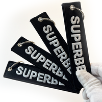 Porte-clés brodé avec logo personnalisé, prix d'usine, faible MOQ, porte-clés tissé avec lettres pour cadeaux promotionnels, Jet Tag