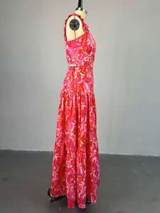 GX9104 Abbigliamento Estivo da Donna alla Moda, Nuovo Set Sexy di 2 Pezzi: <span class=keywords><strong>Top</strong></span> Senza Maniche Stampato e Gonna Lunga a Trapezio - Product Image 4