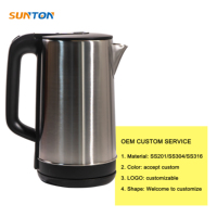 SUNTON logo personnalisé 2L grande capacité hôtel ménage bouilloire électrique en acier inoxydable