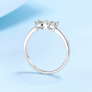 Light Luxury Bow Anel 925 Sterling Silver 0.6Carat Vvs1 Moissanite Em forma de Coração De Noivado De Casamento Anel De Promessa De Diamante - Product Image 4