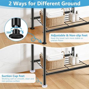 Freestanding 3 Tier Metal Towel <b>Rack</b> with Storage <b>Shelf</b> Bathroom Floor Standing Towel Holder Space Saving Organizer - Product Image 4