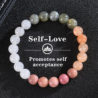 Bracelet Chakra de la Richesse, du Succès et de l'Amour, en Aventurine Verte et Quartz Rose, Apaisant l'Anxiété, pour l'Abondance et l'Amour de Soi Radicale