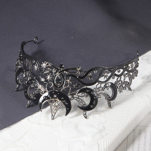 มงกุฎเจ้าสาวทรงพระจันทร์เสี้ยวสีดำสไตล์ยุโรปและอเมริกา ชุบเคลือบด้วยไฟฟ้า สำหรับงานวันเกิดและชุดราตรี - Product Image 4