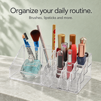 Organisateur de bureau hexagonal transparent en plastique pour le rangement des cosmétiques et des bijoux