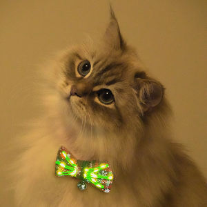 Kerah kucing Natal dengan dasi kupu-kupu menyala merah hijau kerah kucing untuk anjing kecil anak perempuan anak laki-laki dengan liontin lucu untuk berdandan hewan peliharaan - Product Image 4
