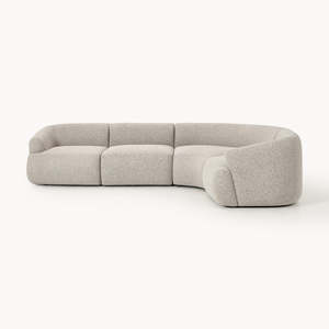 Moderno Sofá Modular <span class=keywords><strong>en</strong></span> Forma de L de Lujo Ligero con Tela de Hilo Bouclé para Sala de Estar de Apartamento - Product Image 4