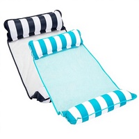 Pour flotteur de piscine gonflable Monterey 4-en-1 en PVC 45,5x26 po, lot de 2, pour adultes, breveté, épais, anti-adhésif, bleu clair/bleu marine/blanc