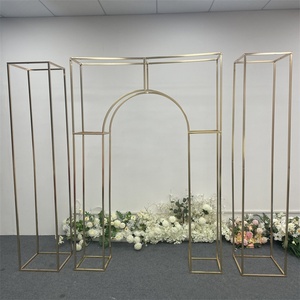S0523 Luxury Wedding Decoration <strong>Backdrop</strong> Metal Shiny Gold Frame Metal Arch <strong>Backdrop</strong> <strong>Stand</strong> - Product Image 6