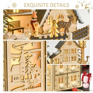 Calendrier musical de compte à rebours de Noël en bois 24 heures avec scène de village de Noël écologique pour usage intérieur - Product Image 6