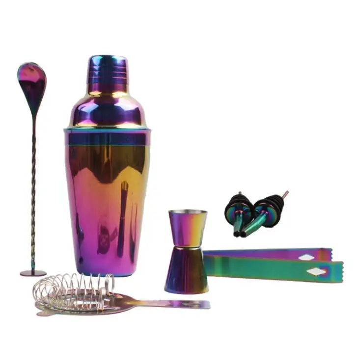 Kit pour Bar à Cocktail, ensemble de 3 pièces, couleur licorne, en acier inoxydable, Shaker