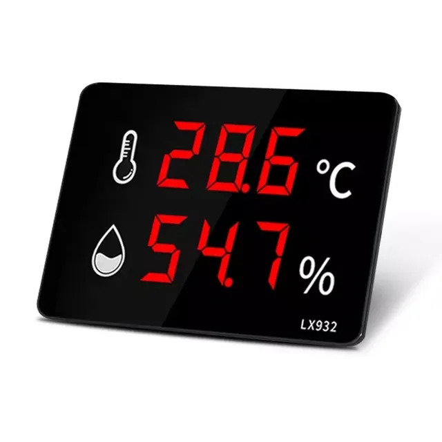 LX932-A Temperature and Humidity Data Logger with Built-in Probe Large LED Display for Industrial Storage
