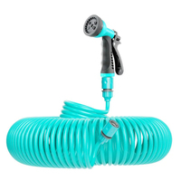 Tuyau d'eau de jardin EVA à ressort bouclé DD1356, pulvérisateur résistant à la Corrosion, pistolet à eau, tuyau de jardin à remontage automatique