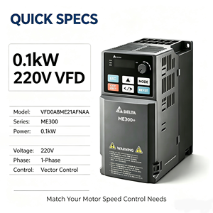 ยี่ห้อใหม่ VFD0A8ME21AFNAA ME300 0.1KW 1/8HP 1 เฟส 220V VFD อินเวอร์เตอร์เบรกในตัวชอปเปอร์ ฟิลเตอร์ EMC สำหรับพัดลมปั๊ม - Product Image 1