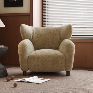 Fauteuil design aile de <span class=keywords><strong>sirène</strong></span> vintage en bouclé, canapé simple, fauteuil lounge style nordique, mobilier de décoration intérieure - Product Image 3