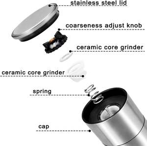 Accesorios de Cocina, Utensilios de Cocina, Molinillo de Especias de Acero Inoxidable, Molinillo de Pimienta Ajustable con Muela de Cerámica, Juego de Molinillos Manuales de Sal y Pimienta - Product Image 5