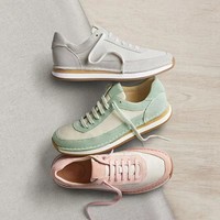 Baskets à lacets en cuir de vache véritable pour femme - Chaussures décontractées respirantes, confortables et durables de couleur unie pour le printemps