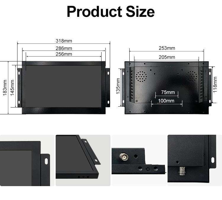 Factory 18.5 21.5 Inch 1920*1080 HD VGA BNC Resistive USB Touch Screen Metal TFT Open Frame Embedded Industrial LCD Monitor
