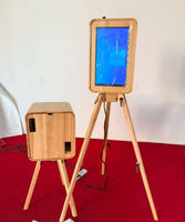 Cabina de Fotos de Estilo Madera, Cabina de Fotos Retro con Pantalla Táctil y Acabado de Madera