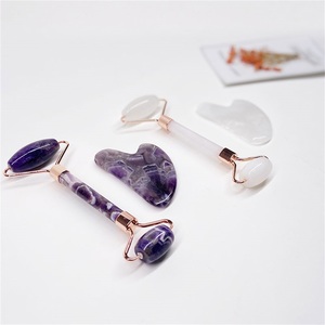 Custom 100% Natural Facial Massage Roller Rose Quartz Face Jade Roller <strong>Gua</strong> <strong>Sha</strong> <strong>Set</strong> with Box - Product Image 3