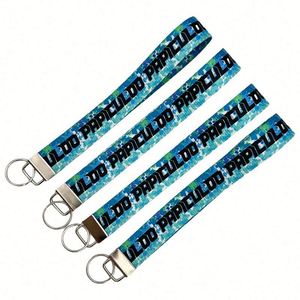 Llavero al por mayor con cordón corto, clip metálico, hebilla de tela, cordón de muñeca, poliéster de transferencia térmica, anillo para llaves de teléfono móvil - Product Image 3