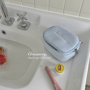 Wholesale Terry Cloth <b>Makeup</b> Bag Custom Embroidery Logo Large Capacity Cosmetic <b>Organizer</b> Travel Toiletry Storage <b>Case</b> - Product Image 3