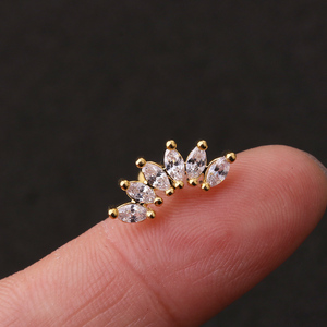 Classico <span class=keywords><strong>Piercing</strong></span> a Barra in Acciaio Inossidabile 16G con Corona e Foglia, con Zirconia Cubica e Bordo in Rame, per Helix, <span class=keywords><strong>Orbital</strong></span>, Rook, Conch, Tragus, con Chiusura a Vite - Product Image 6