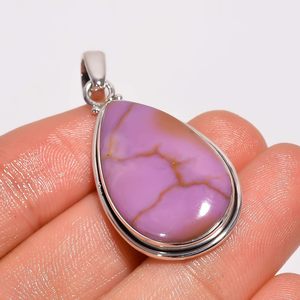 Colgante Solitario de Fosfosiderita Natural Gemkora en Forma de Gota con Engaste de Plata de Ley 925, Unisex, Curativo - Product Image 4