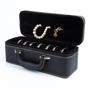 Estuche de Cuero Hecho a Mano de Alta Gama con Espejo y Bandejas Apilables, Organizador de Joyas de Acrílico Grande con Cierre de Cremallera para Viaje - Product Image 2