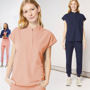 Ensemble d'uniformes médicaux en tissu extensible/polyester tissé sur mesure pour unisexe, usage hospitalier, vert, taille haute - Product Image 3