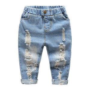 Dernier design Jean pour enfants Printemps Automne Vêtements pour enfants Pantalon en coton pour bébé Pantalon pour enfants Pantalon déchiré pour garçon - Product Image 3