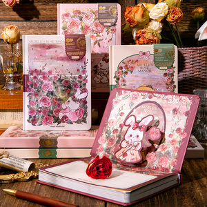 Taccuino Deluxe con Copertina Rigida - Serie 'Adele's Rose Manor', Pagina Pop-Up 3D e Copertina con Stampa in Lamina Dorata, Diario di Lusso - Product Image 2