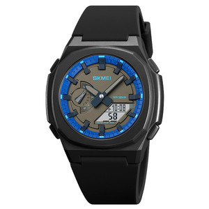 Montre analogique-numérique pour homme avec boîtier octogonal, étanche 5ATM, bracelet en silicone, montre de sport multifonctionnelle, montre lumineuse - Product Image 4