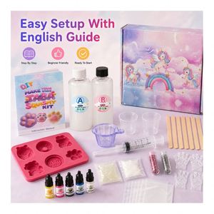 Crea tu propio set de juguetes Taba: Mezcla de goma AB equilibrada, seis moldes de diseño, botellas de tinte, polvo flocado, varillas mezcladoras y folleto. - Product Image 2