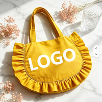 Nouveauté : Sac en toile à volants demi-lune de couleur unie avec logo personnalisé pour la plage et les cadeaux