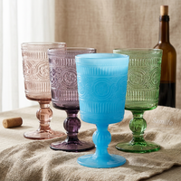 Samlife-RW23025 Verres à vin texturés vintage en verre coloré gaufré rétro personnalisés en gros