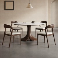 Ensemble de table et chaises de salle à manger en bois de style nordique moderne et luxueux, 4/6/8 places, confortable, pour la maison, le bureau, le salon, l'hôtel, minimaliste, en cuir